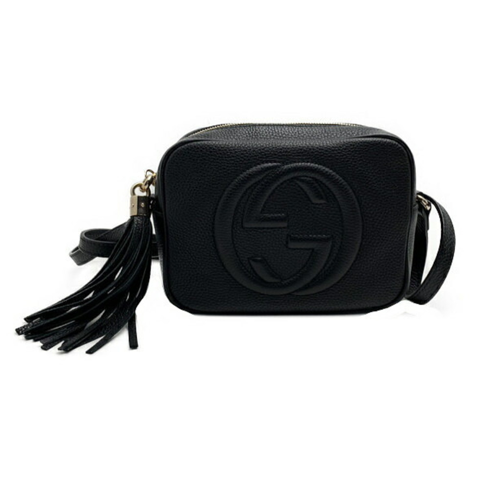 Gucci Shoulder bag Soho Disco Interlocking GG Calfskin Black